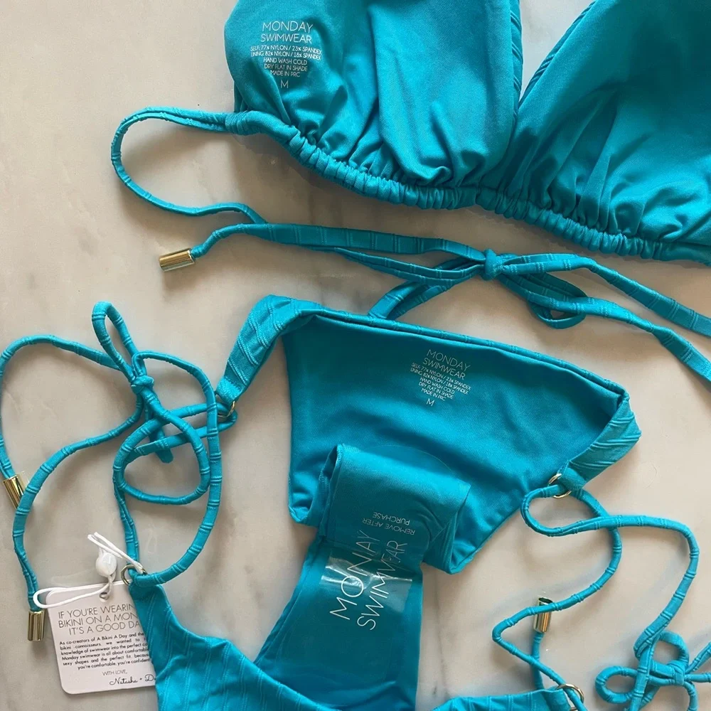 MONDAY SWIMWEAR Hanalei Set in Sea Texture